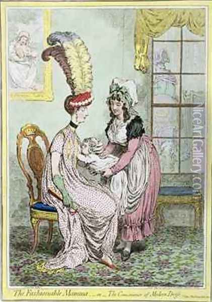 The Fashionable Mamma or The Convenience of Modern Dress Oil Painting - James Gillray