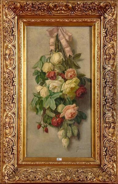Bouquet De Roses Suspendu Oil Painting - Jean Capeinick