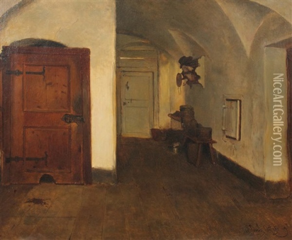 Interieur Oil Painting - Adolf Eberle
