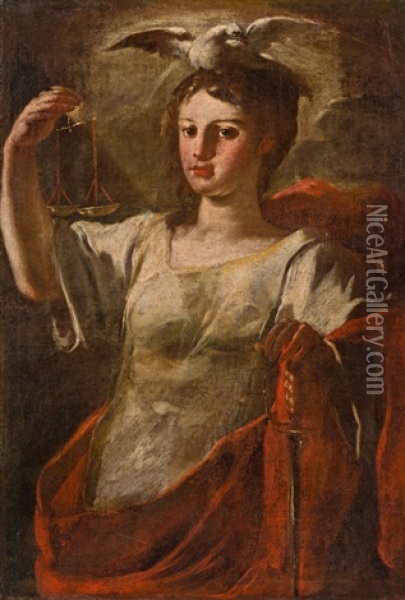 Justitia (allegorie Der Gerechtigkeit) Oil Painting - Corrado Giaquinto