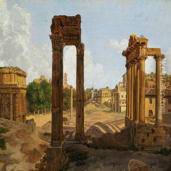 View Of The Roman Forum Oil Painting - Troels Lund