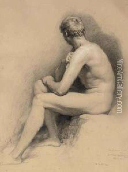 Study Of A Male Nude Oil Painting - William Mulready
