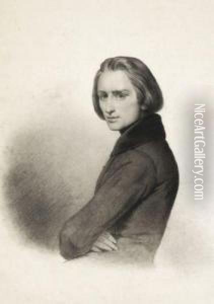 Portrait De Franz Liszt, D'apres Ary Scheffer Oil Painting - Leon Noel