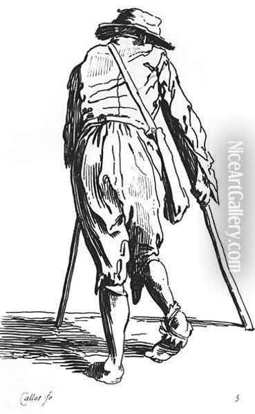 Beggar on his crutches, from behind Oil Painting - Jacques Callot