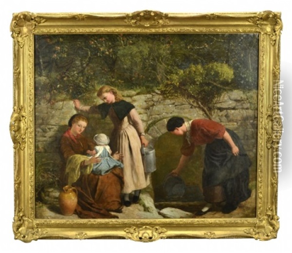 Kvinnor Och Barn Invid Brunn Oil Painting - Frederick Richard Pickersgill