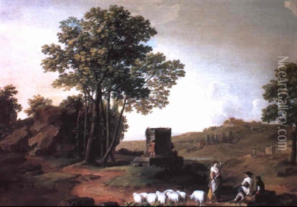 Paesaggio Della Campagna Romana Oil Painting - Jacob Philipp Hackert