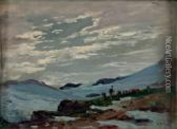 Paesaggio Montano Con Figure Oil Painting - Leonardo Roda