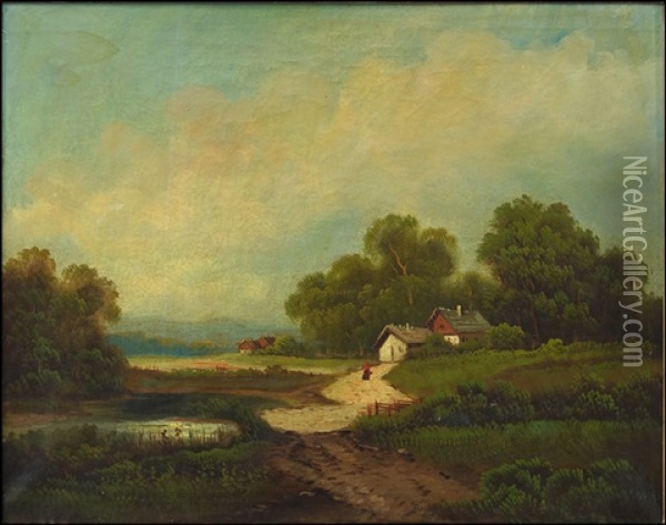 A Path To The Cottage Oil Painting - Eduard Boehm