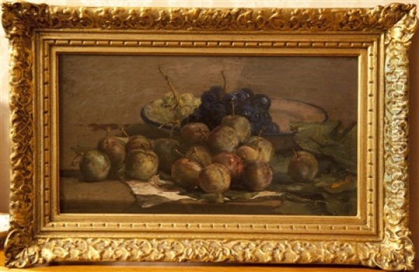 Nature Morte Aux Fruits (pommes Et Raisins) Oil Painting - Henri Arthur Bonnefoy