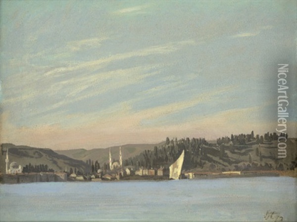 Ansicht Eines Ortes Am Bosporus Bei Istanbul Oil Painting - Harald-Adof-Nikolaj Jerichau