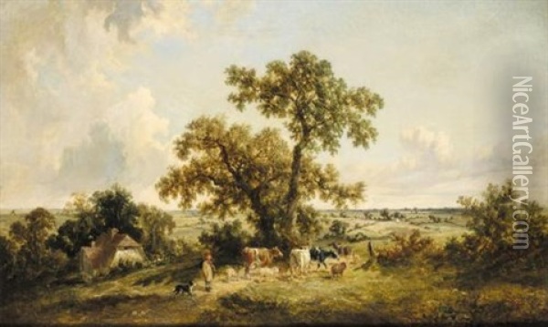 The Young Herdsman Oil Painting - James E. Meadows