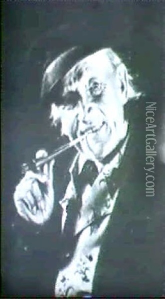 Tyroleon Man Smoking A Pipe Oil Painting - Carl Kronberger