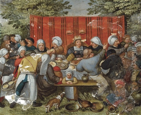 Le Mariage Champetre Oil Painting - Marten van Cleve the Elder
