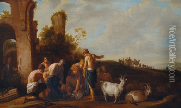 Joseph Is Sold By His Brothers Oil Painting - Claes Cornelisz Moeyaert