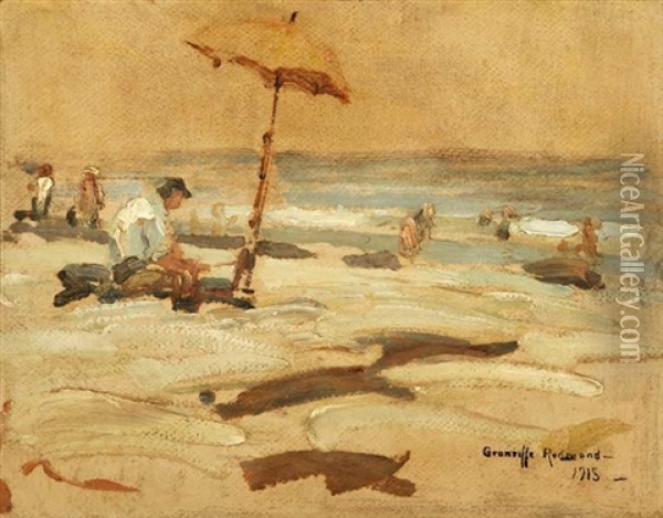 Granville Redmond Making Sketch Of Edgar Payne - Laguna Beach, Ca. Oil Painting - Granville S. Redmond