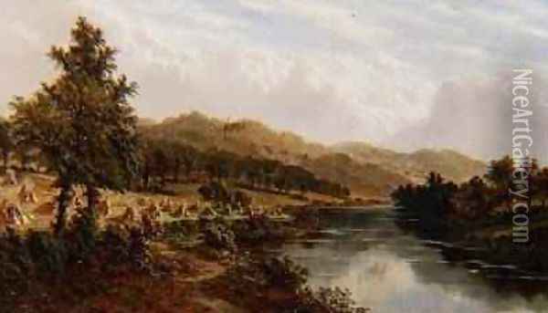 The River Severn near Bewdley 1876 Oil Painting - Robert Mann