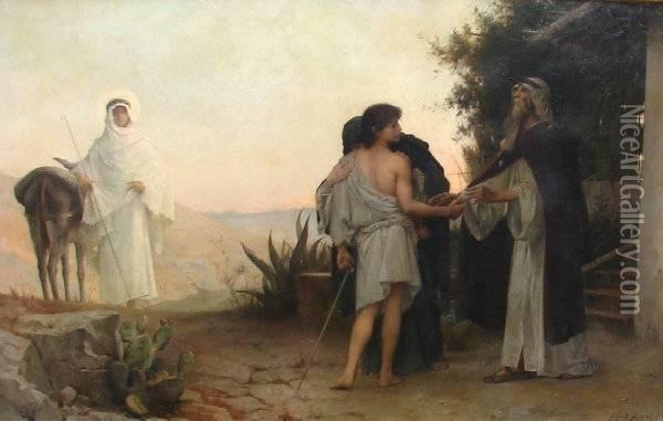 Biblical Scene Oil Painting - Alfred-Henri Bramtot