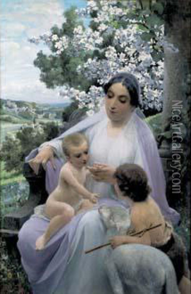 Saint Jean-baptiste Jouant Avec Jesus Oil Painting - Alois Hans Schramm