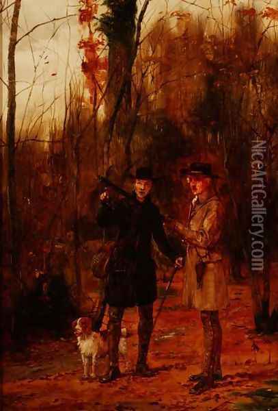 Two Men Shooting a Woodcock Oil Painting - George Goodwin Kilburne
