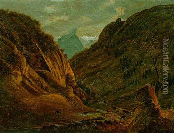 Schwendi Tobel I.r. Oil Painting - Johann Ulrich Fitzi