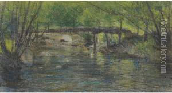 Rustic Bridge Oil Painting - George Agnew Reid