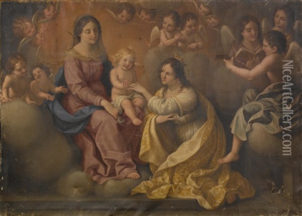 Die Mystische Vermahlung Der Heiligen Katharina Oil Painting - Giovanni Venanzi Di Pesaro