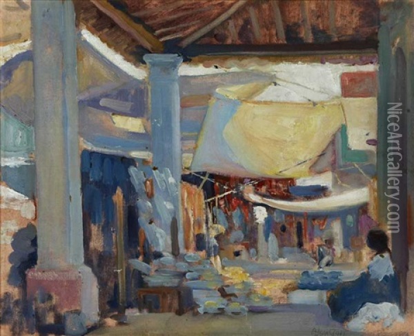 Marketplace In Iguala, Mexico Oil Painting - Alson Skinner Clark