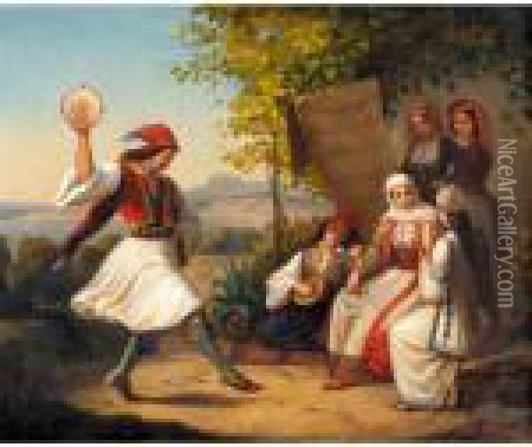 The Greek Dance Oil Painting - Theodoros Vryzakis