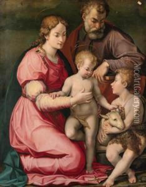 The Holy Family With The Infant Saint John The Baptist Oil Painting - Carlo Portelli da Loro
