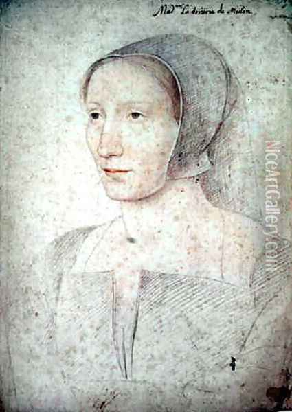 Madeleine de Crussol (1490-1531), dame de Mitte de Miolans, femme de Louis de Miolans, c.1523 Oil Painting - (studio of) Clouet