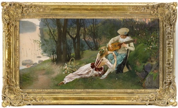 Idyll Oil Painting - Julius Johann Ferdinand Kronberg