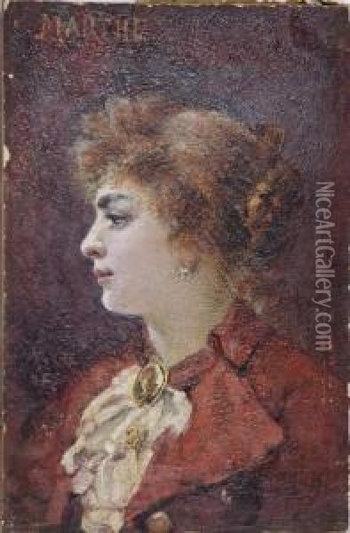 Portrait De Marthe La Lyre Levesque Oil Painting - Adolphe Lalire