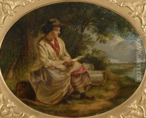 The Dairy Maid's Letter Oil Painting - John Joseph Hughes