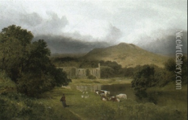 The Path To The Abbey Oil Painting - James Peel