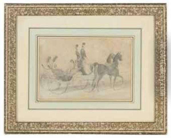 Elegant Ladies In A Horse And Carriage Oil Painting - Constantin Guys