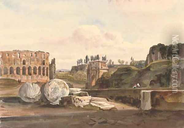 View from the Arch of Titus, Rome Oil Painting - Harriet Cheney