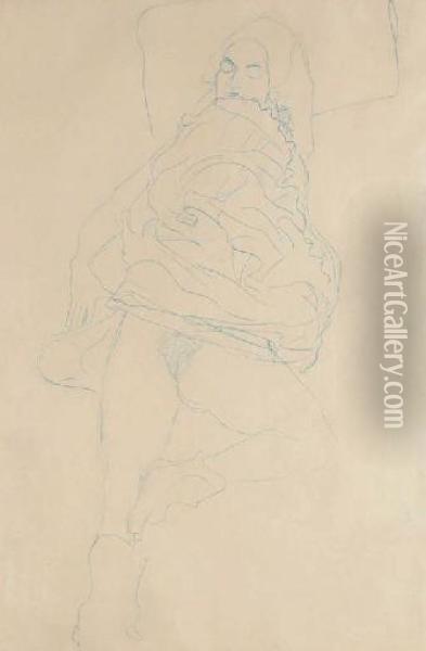 Liegender Halbakt Nach Links
 With The 
Nachlass Oil Painting - Gustav Klimt