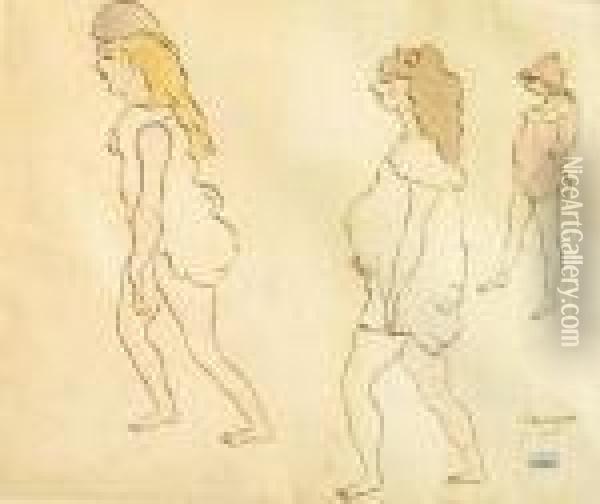 Three Young Women Oil Painting - Jules Pascin