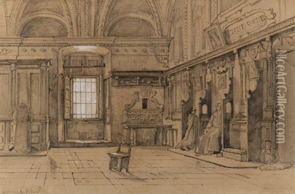 Interno Di Chiesa - 1842 Oil Painting - Achille Gigante