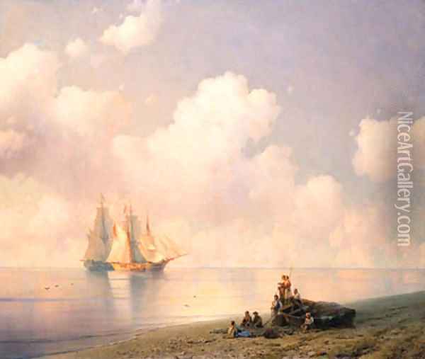 Becalmed on the Coast Oil Painting - Ivan Konstantinovich Aivazovsky