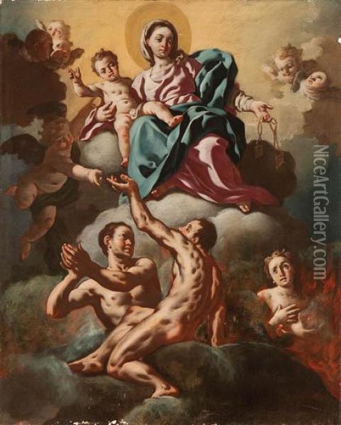 Virgen Del Carmen Con Las Almas Del Purgatorio Oil Painting - Francesco Solimena