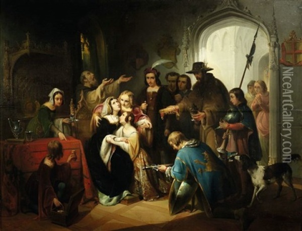 Historische Szene Im Interieur Oil Painting - Jan Hendrik van de Laar