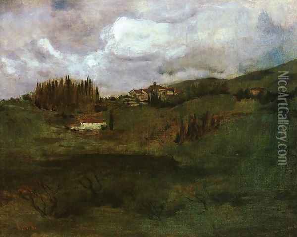 Tuscan Landscape Oil Painting - John Henry Twachtman