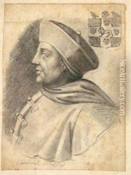 Steinbuste Des Kardinal Wolsey. Oil Painting - Ferdinand Theodor Hildebrandt