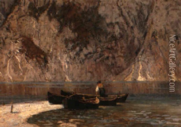 Das Boot, Gardasee Oil Painting - Paul Schreckhaase
