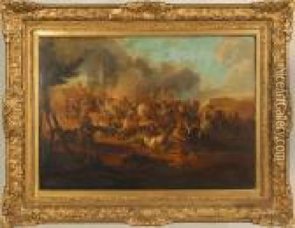 Cavalry Skirmish Oil Painting - Jacques Courtois Le Bourguignon