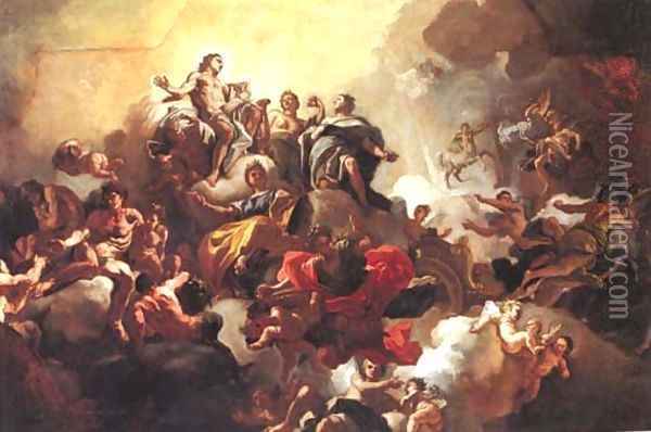 Phaethon asking to drive the chariot of Apollo Oil Painting - Francesco Solimena