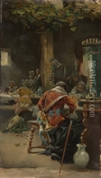 Mosqueteros En La Taberna Oil Painting - Eugenio Lucas Villamil