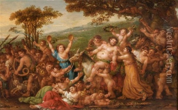 Le Triomphe De Bacchus Oil Painting - Joseph Marie Vien