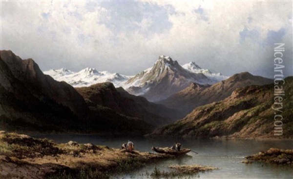 Bergsee In Hochsavoyen Oil Painting - Johannes Hilverdink